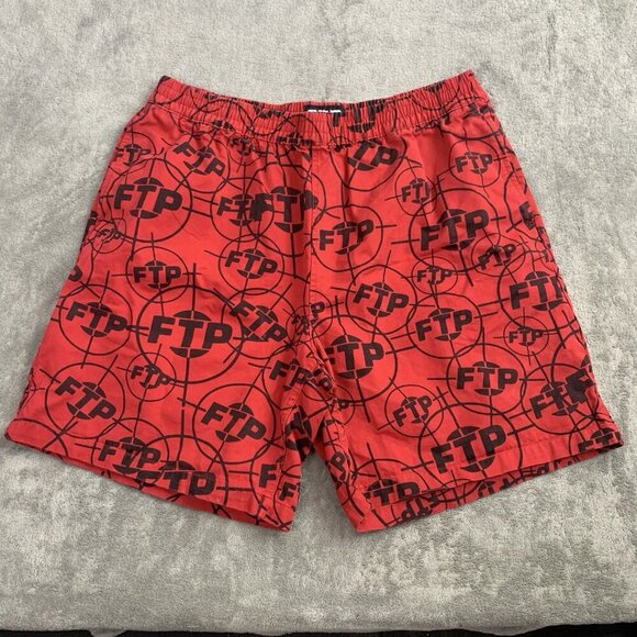 FTP Shorts Mens Large Red Crosshair All Over Print Streetwear FuckThePopulation - Picture 1 of 11